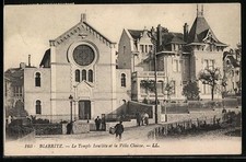 CPA Biarritz, Le Temple Israélite et la Villa Claisse 1921 