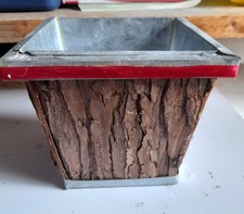 VASO PORTA PIANTE IN LATTA E LEGNO 13x13x11h cm