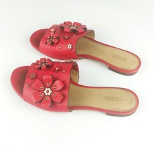 Michael Kors Donna Sandali in Pelle Fucsia con Decorazione Floreale - Buon Usato