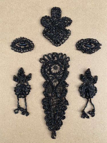 Victorian black glass bead jet - black,