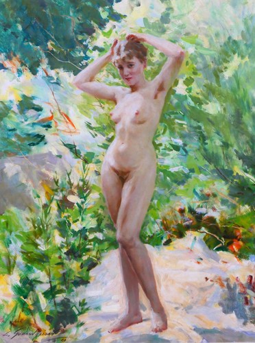 Quadro antico donna nuda - quadro,