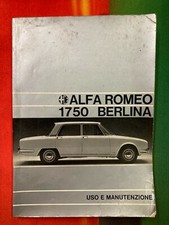 ALFA ROMEO 1750 BERLINA LIBRETTO ORIGINALE D'EPOCA  USO E MANUTENZIONE 1968