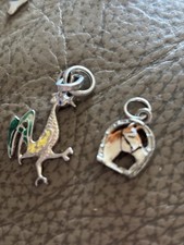Ciondoli Ciondolo Argento 925 Gallo Cavallo Smalti Vintage 