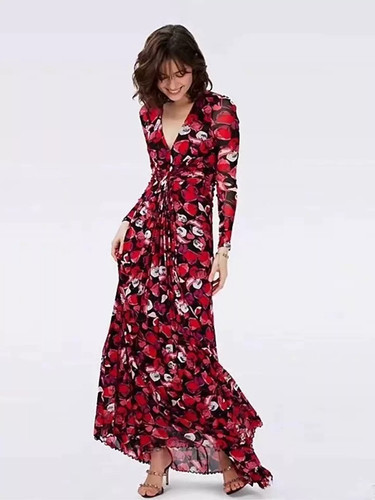 Maxi abito dvf scollo - dvf,