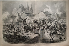 Stampa antica 1859 Palestro Pavia Zuavi Battaglia di Palestro