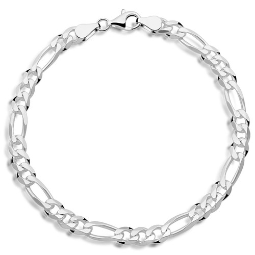 Bracciale figaro 6mm - figaro, argento
