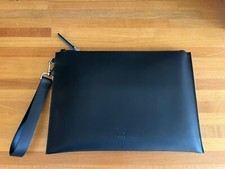 Pochette Uomo Donna Borsello in Pelle Borsellino da Polso Nero a Mano Busta Nera