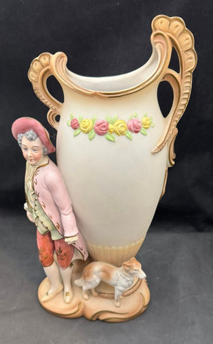 Statuina uomo cane vaso - statuina,