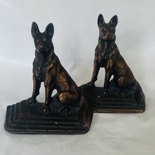 Fermalibri vintage in ghisa belga Malinois pastore tedesco cani finitura bronzo