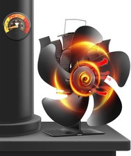 Ventilatore Stufa a Legna Riscaldato 5 Pale, Eco Ventilatore per Stufa a Legna Super Veloce Semi