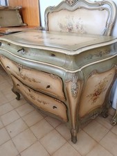 COMO' LACCATO VENEZIANO FIORI DIPINTI - RICCHI INTAGLI - BAROCCHETTO 1940 EMILIA