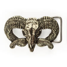 Ram Skull fibbia argento tedesca, Bighorn, Wild west, Muflon tribal Trophy Skull