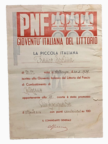 1941 diploma pnf piccola - diploma,