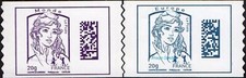 Timbre France Adhesif 1176/1177** Marianne de Ciappa
