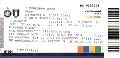 Biglietto stadio supercoppa - biglietto,
