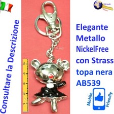 Portachiavi regalo Topa Nera Strass Anello Moschettone AB539