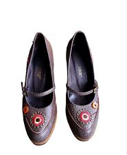 CafeNoir Scarpe Con Zeppa in vera pelle Marrone Con Inserti taglia 37 donna