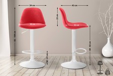 Sgabello di design KIEL in tessuto bianco,rosso 324874 