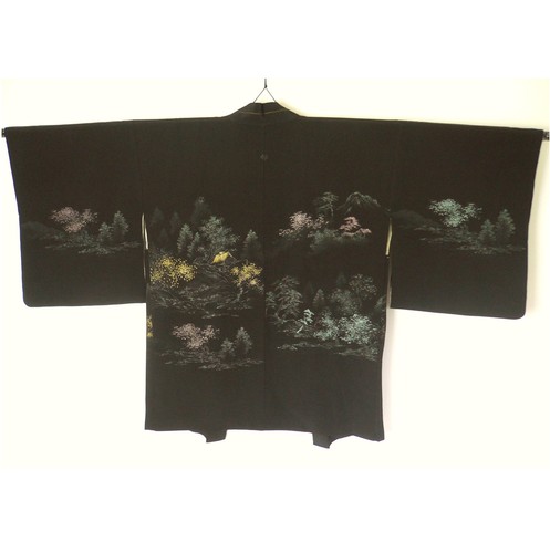 Giacca kimono haori seta - kimono, nera