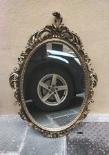 Antico grande specchio da parete italiano in legno dorato intagliato stile barocco, inizio XX 