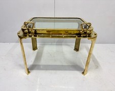 Tavolino da caffè con oblò nave quadrato in ottone retrò - design nautico vin...