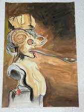 salvador dalì quadro su carta vecchia firmato timbrato vintage