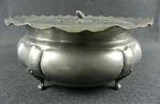 Antico Centrotavola zuppiera in peltro vintage argentato con coperchio anni 50