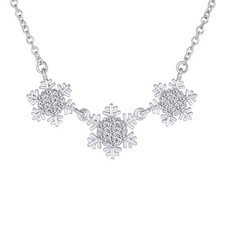 Collana con ciondolo fiocco di neve zirconi blu ghiaccio invernale in argento sterling