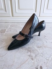 Décolleté a punta Alberto Zago tg 40 Scarpe tacco cinturino pelle verniciata blu