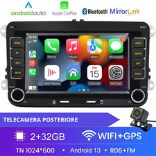 AUTORADIO 2+32GB ANDROID CARPLAY GPS WIFI E RETROCAMERA VW GOLF 5 6 POLO PASSAT