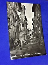 VITORCHIANO VIA DEL BELVEDERE E CASA DEL VESCOVO Cartolina Vintage Bianco e nero