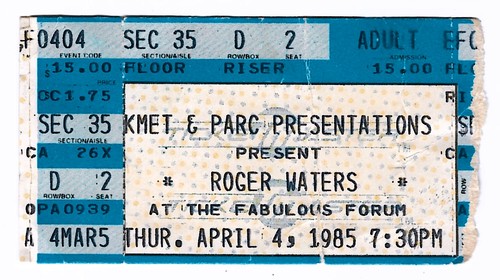 Biglietto roger waters 85 - biglietto, 4/4/85