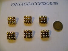 6 BOTTONI RETE QUADRATO METALLO COLOR ORO NERO LUCIDO 2 CM SARTORIA CAMICETTA