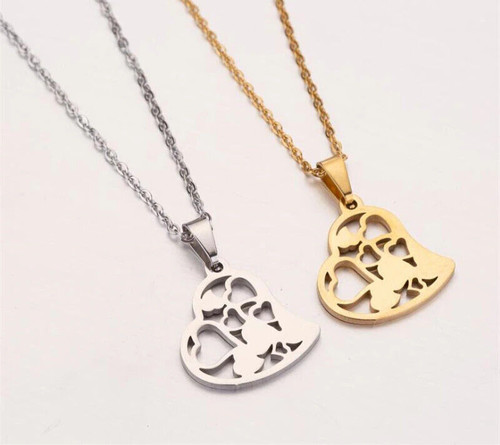 Collana cuore acciaio - cuore, inox