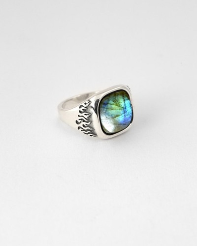 Blue labradorite lava ring 925 - blue,
