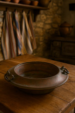 Antico catino toscano in rame inizio ‘900 Ø48 cm – Arredo rustico vintage