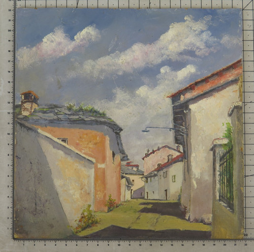 Quadro antico scorcio - quadro, paese