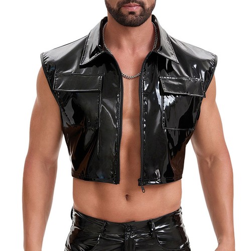Gilet uomo pelle pvc lucido - pelle,