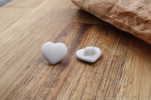Bottone cuore vetro bianco - , 14