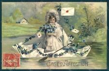 Saluti Bambina Gatto Barca Fiori serie 657 Rilievo pc HR0607