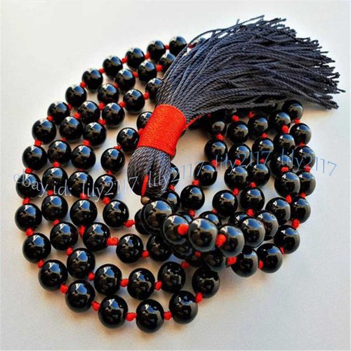 Collana mala agata nera - collana,