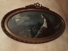 quadro dipinto a olio su tela marina paesaggio mare con cornice stile antico 900