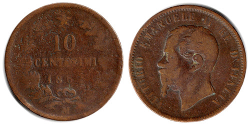 Italia centesimi 1862 - italia, 10