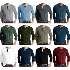 Camicia uomo abbottonata maglia manica lunga Henley manica lunga felpa maglione top