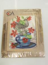 KIT/QUADRO MEZZO PUNTO 20X25 "TOPOLINO IN TAZZA DA THE"