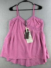 Top donna Manila Grace taglia 42 (L) rosa caldo croquet ricamato nuovo con etichetta Barbiecore