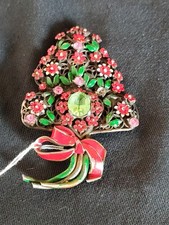 Spilla  vintage USA Albero Natale Smalto verde e rosso