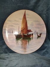 Grande piatto da parata dipinto a mano -  SCI Laveno Barche A Vela Laguna 