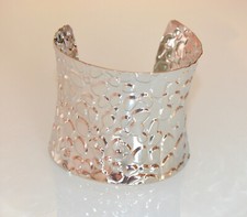 Bracciale argento rigido donna a schiava alto polsiera metallo lucido UX74