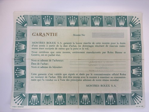 Rolex garanzia warranty blank - rolex,